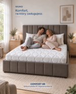 Materac COMFORT HR na tapicerowanym łóżku w sypialni