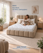 Materac HARD POCKET na tapicerowanym łóżku w sypialni